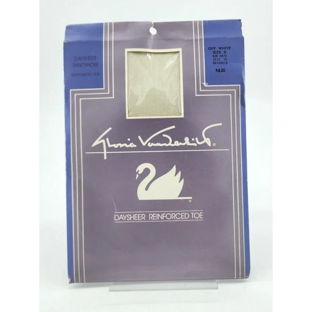 Gloria Vanderbilt Daysheer Flat Knit Reinforced Toe Pantyhose Off‎ White Size D
